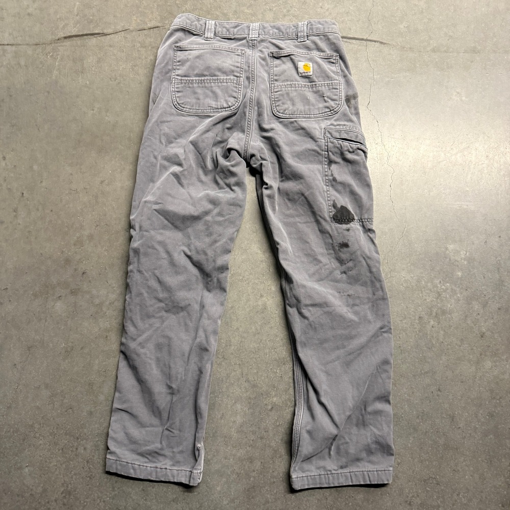 Carhartt Rugged Flex Relaxed Fit Knit Lined Canvas Utility Work Pants Gray 32x32